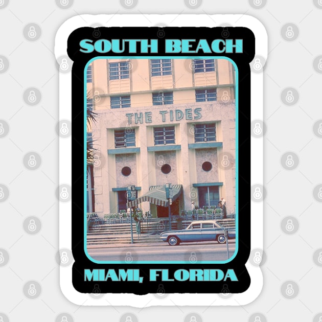 Retro Hotel Miami Beach, Florida Sticker by The Golden Palomino